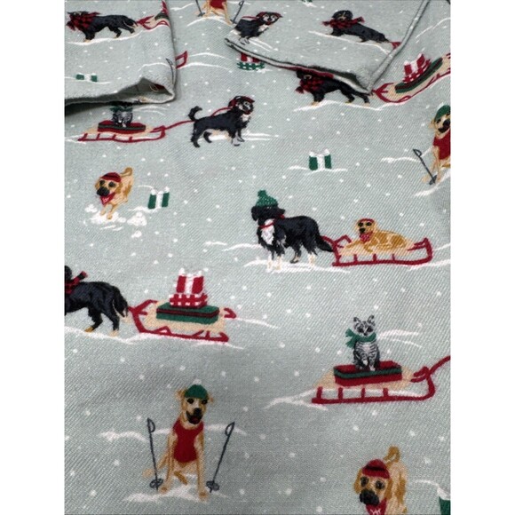 Lands End Nightgown Toddler Girl sz 4 Green Christmas Snow Dogs Sleds Pajama - Picture 4 of 7